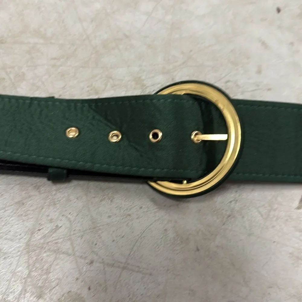 NICHOLAS Green Leather Belt with Brass Buckle - Lightweight Belt NWOT